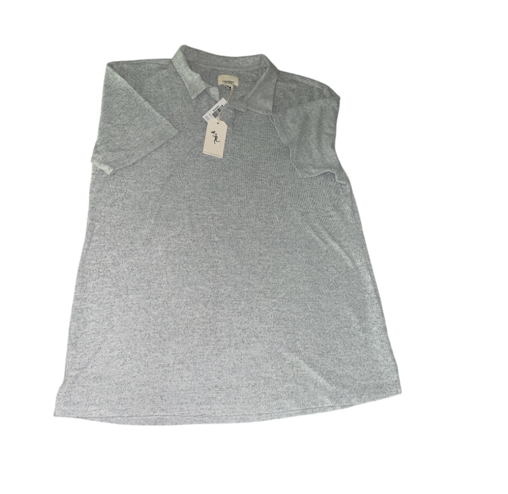 CIVIL SOCIETY LIGHT GREY HEATHERED KNIT BUTTONLESS SHORT SLEEVE POLO (X-Large)