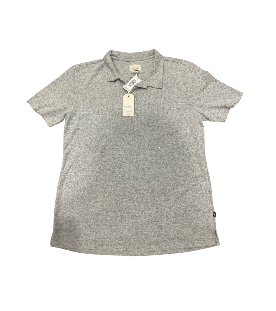 CIVIL SOCIETY LIGHT GREY HEATHERED KNIT BUTTONLESS SHORT SLEEVE POLO (X-Large)