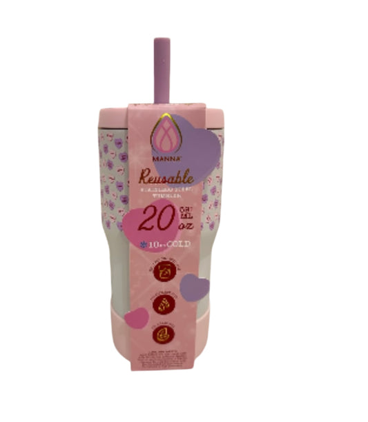 Manna 20oz Straw Tumbler from the "Valentine's Day Candy Hearts" collection.