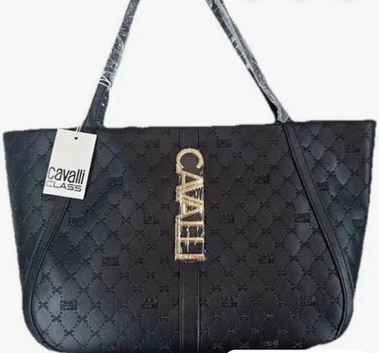 Cavalli Class Black Deboss Sandra Shopper