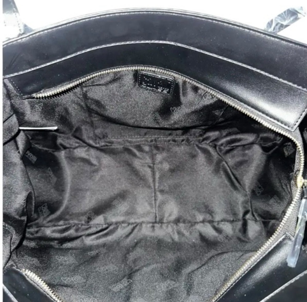 Cavalli Class Black Deboss Sandra Shopper