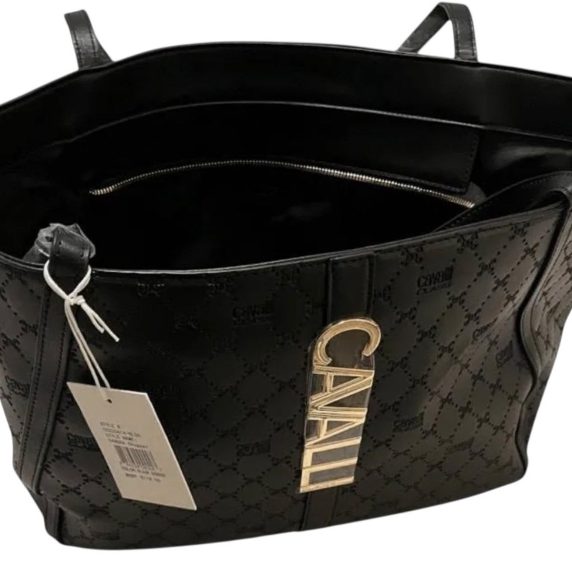 Cavalli Class Black Deboss Sandra Shopper