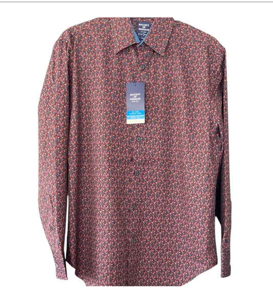Society Of Threads Red Floral Button Down (Medium)