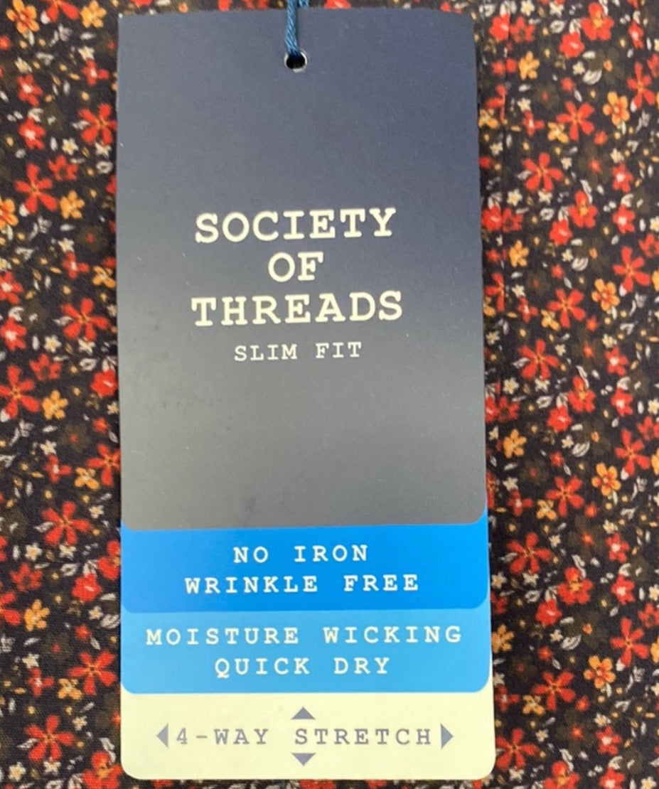 Society Of Threads Red Floral Button Down (Medium)