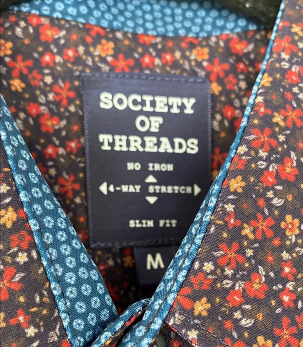 Society Of Threads Red Floral Button Down (Medium)
