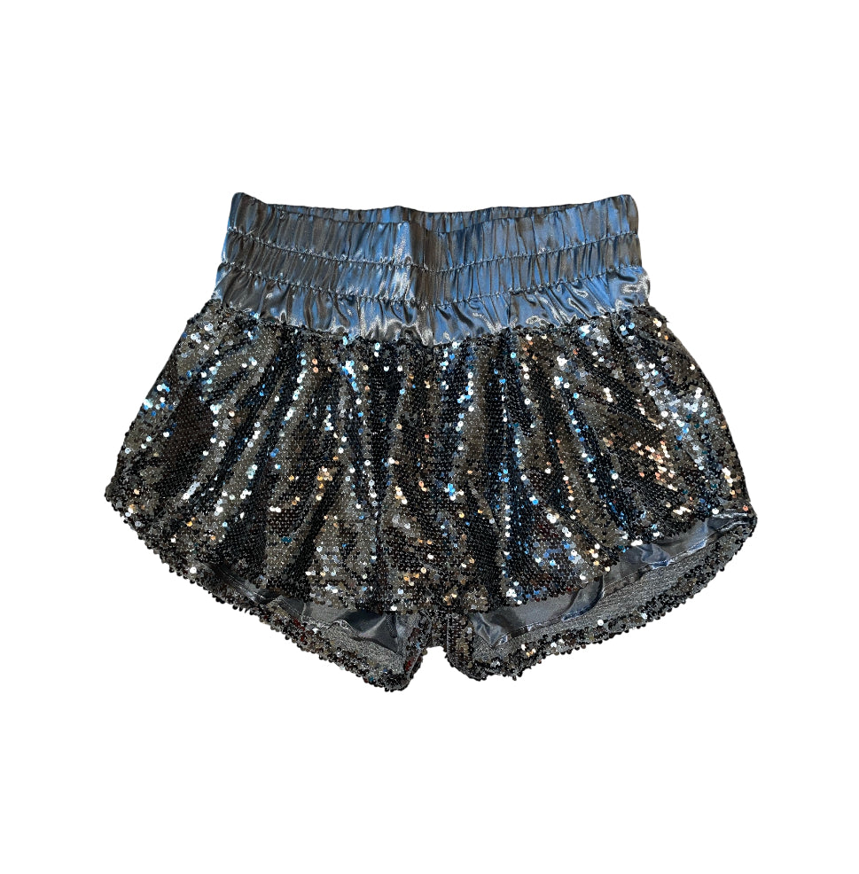Peach Love Gun Metal Black Sequin Skort (Large)