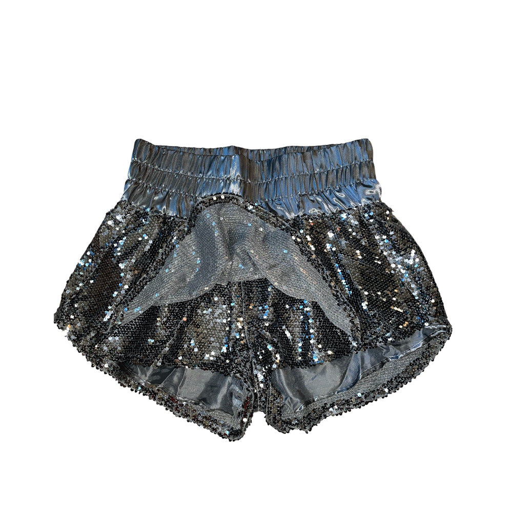 Peach Love Gun Metal Black Sequin Skort (Medium)