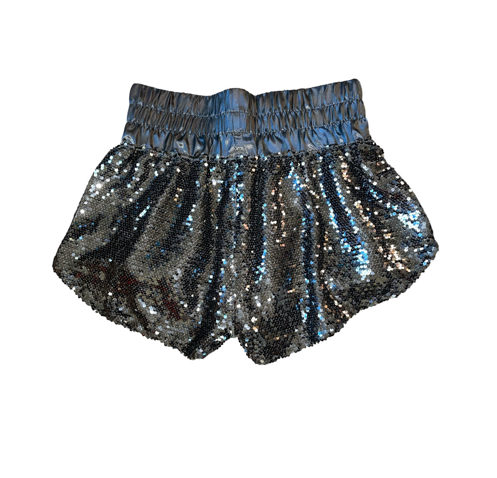 Peach Love Gun Metal Black Sequin Skort (Large)