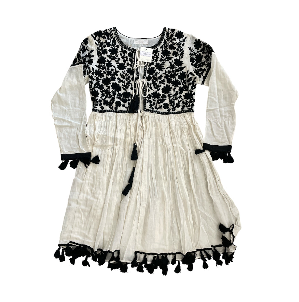 Carolina K Imogen Embroidered Tasseled Kimono Dress.(X-Small)