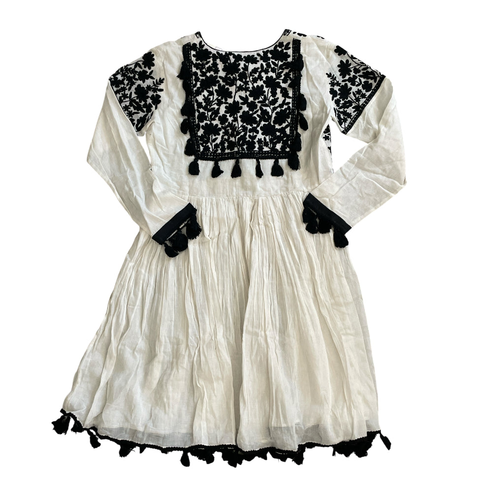 Carolina K Imogen Embroidered Tasseled Kimono Dress. (Small)