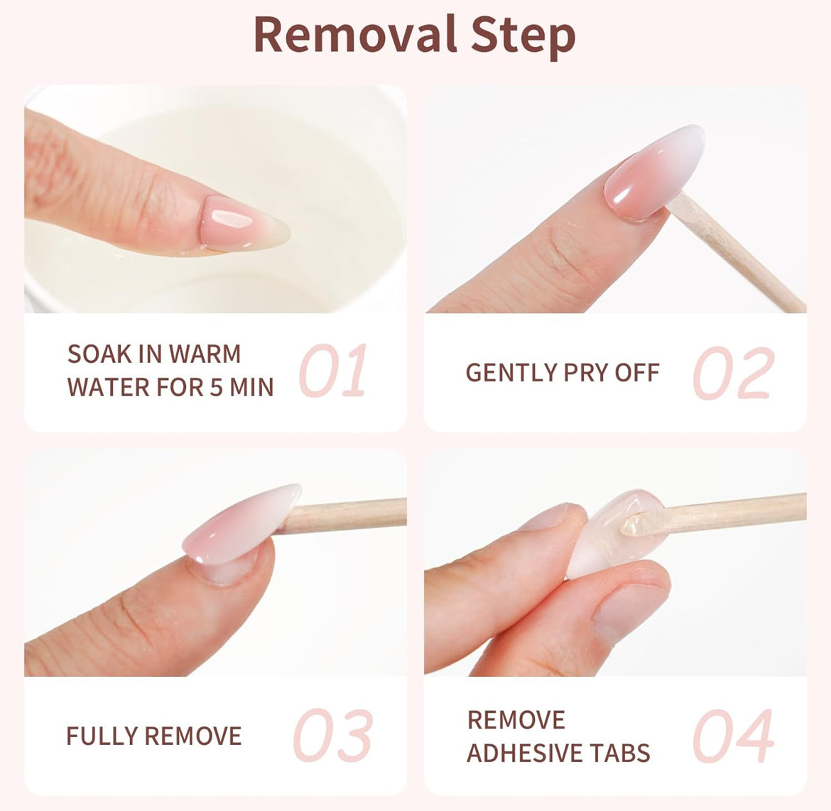 White French Tip Almond Short Press On Nails