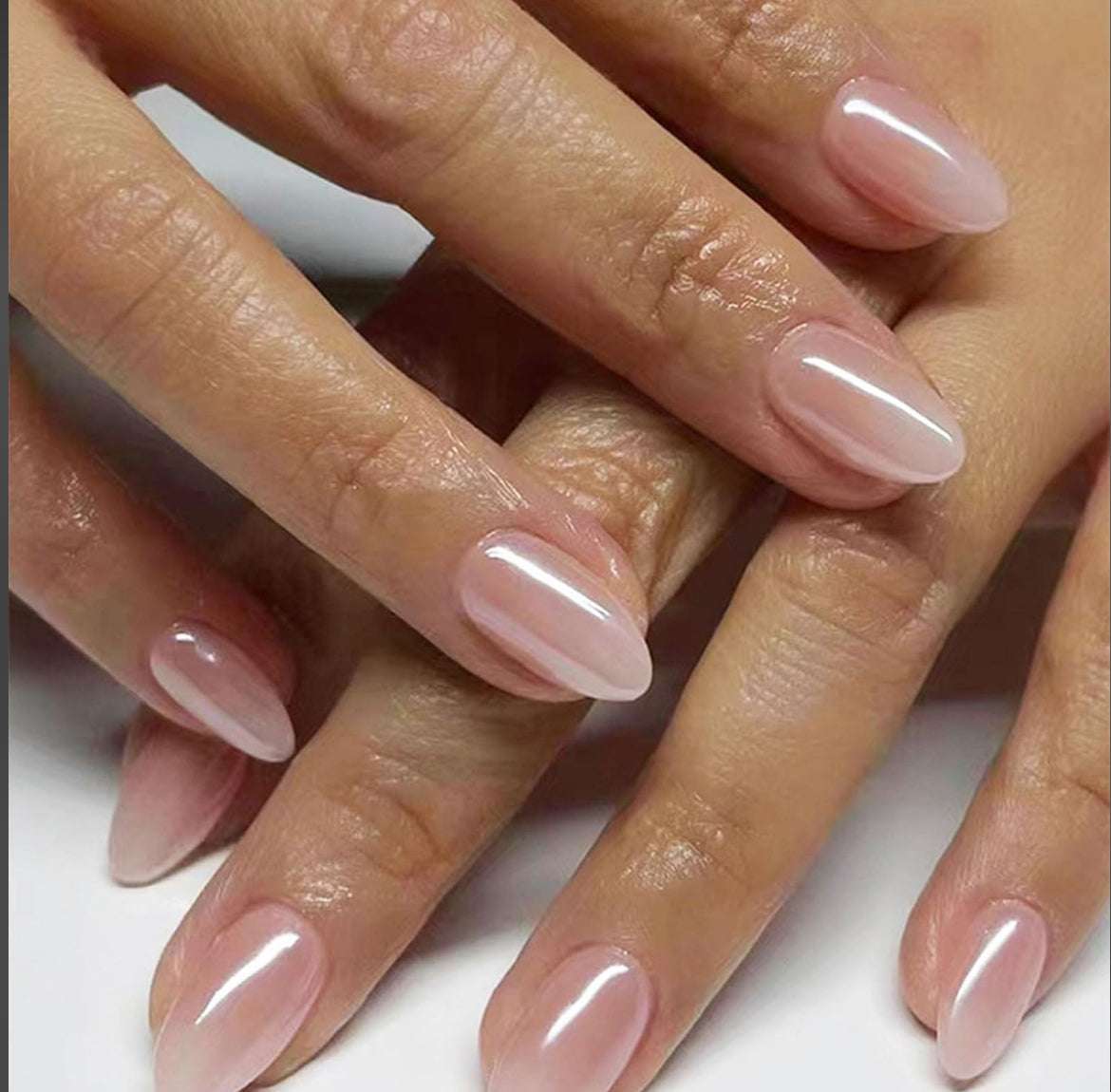 Pink Ombre Glue on Nails