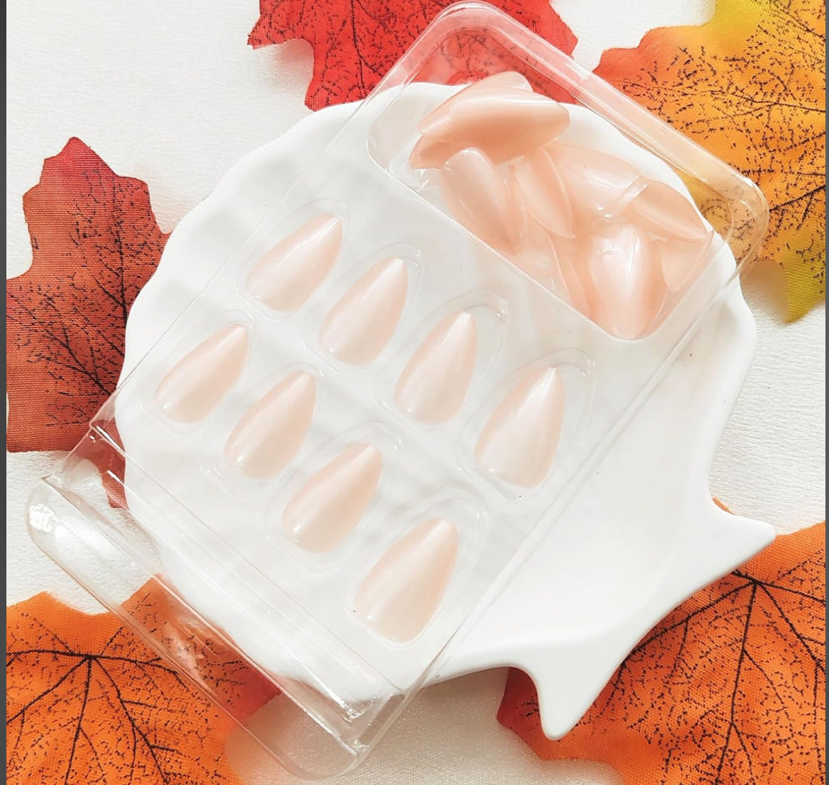 Pink Ombre Glue on Nails