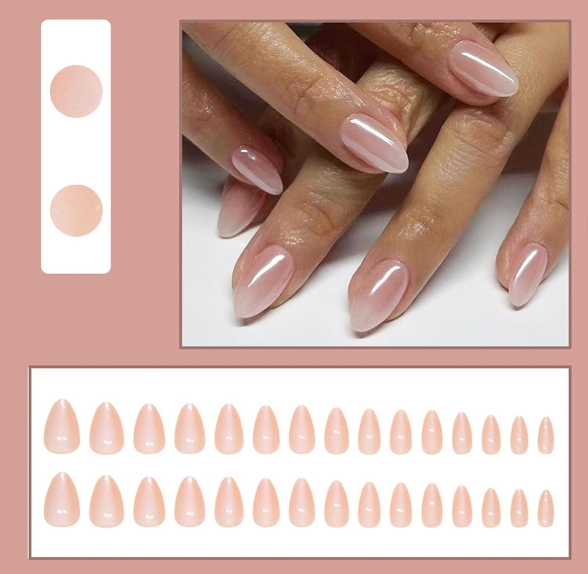 Pink Ombre Glue on Nails