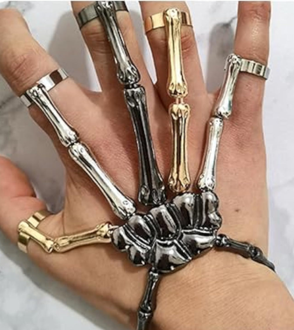 Halloween Skeleton Hand Bracelet with Ring