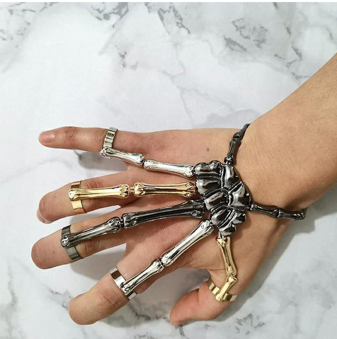 Halloween Skeleton Hand Bracelet with Ring