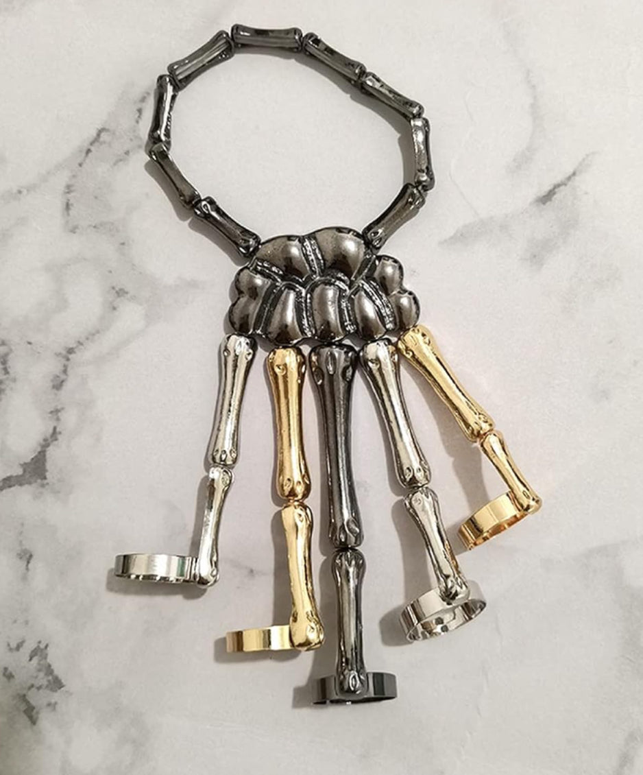 Halloween Skeleton Hand Bracelet with Ring