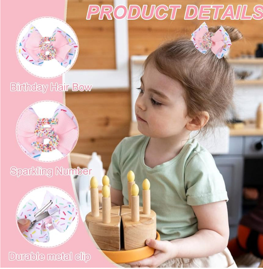 Birthday Hair Bow in Pink