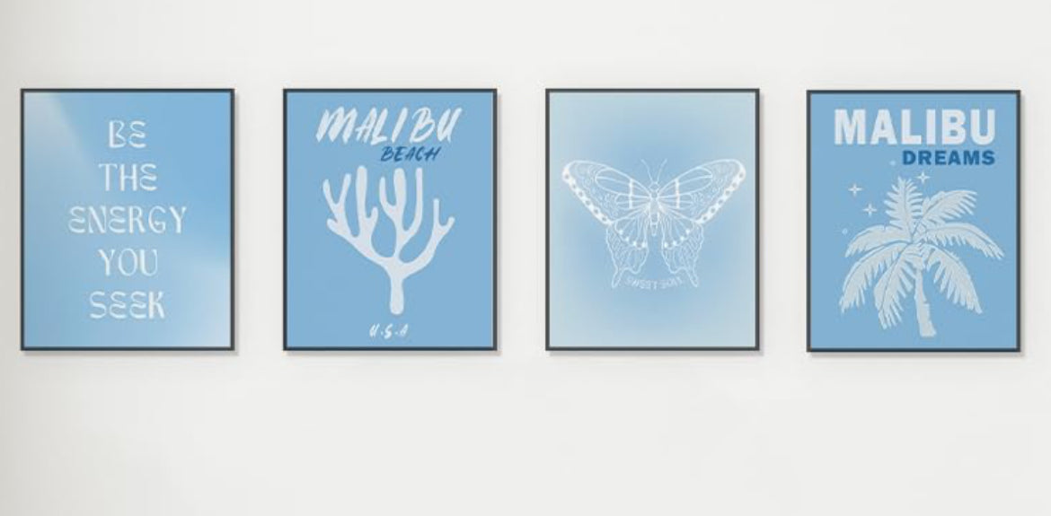 Coastal Blue Decor Set of 4, Coastal Aesthetic, Decor, 8x10 (Unframed)