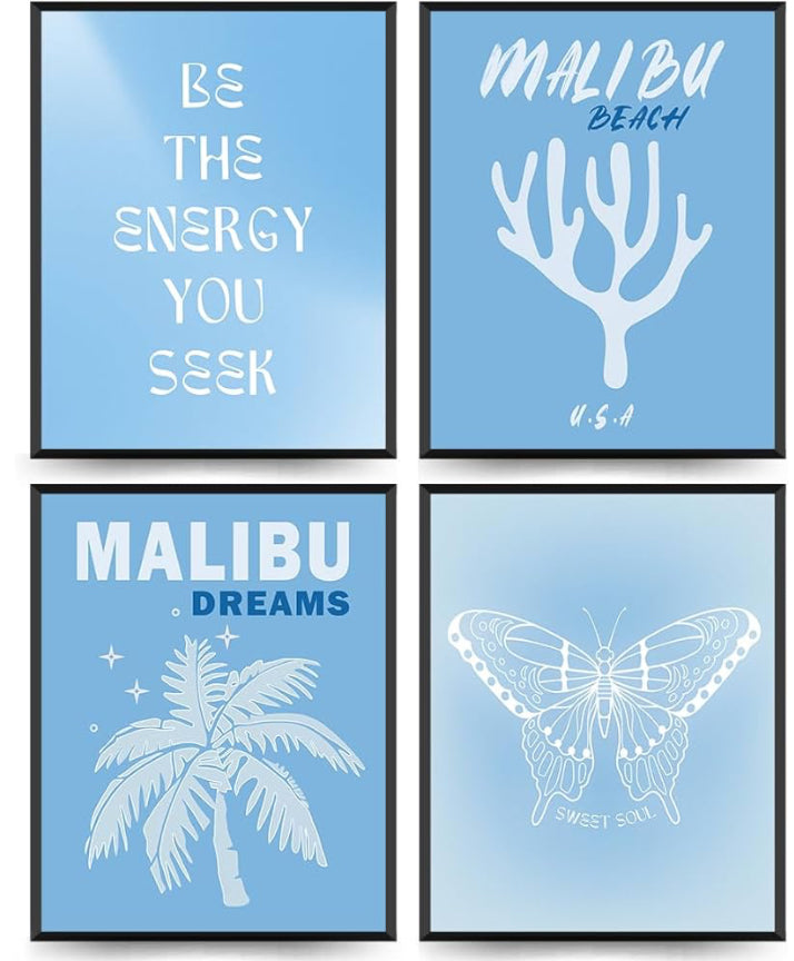 Coastal Blue Decor Set of 4, Coastal Aesthetic, Decor, 8x10 (Unframed)