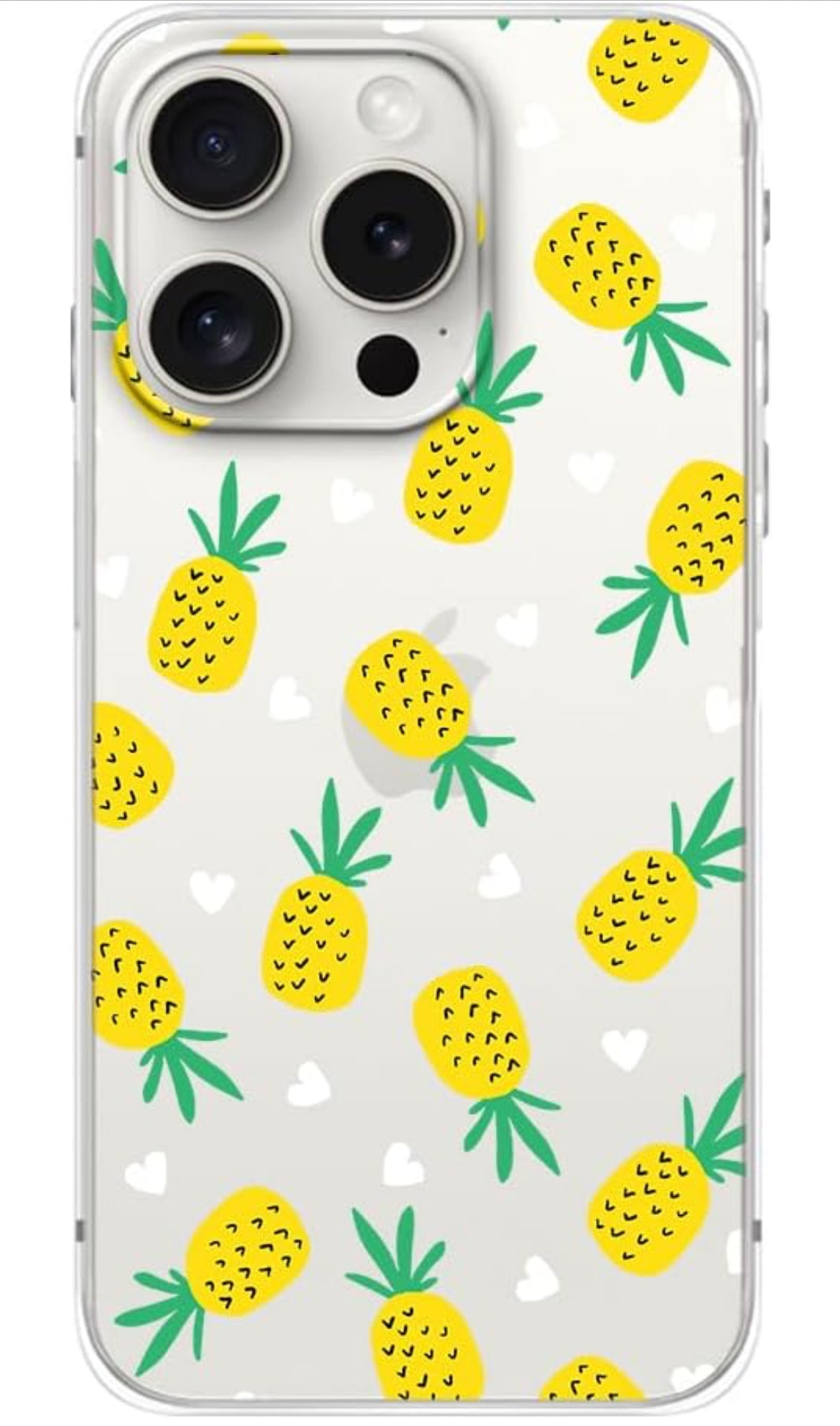 Pineapple with Hearts Phone Case Compatible for iPhone 15
