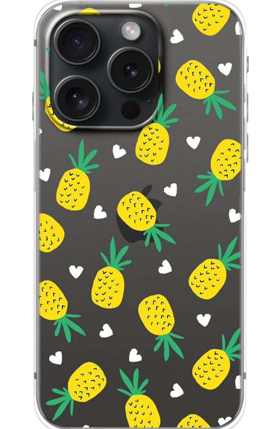 Pineapple with Hearts Phone Case Compatible for iPhone 15
