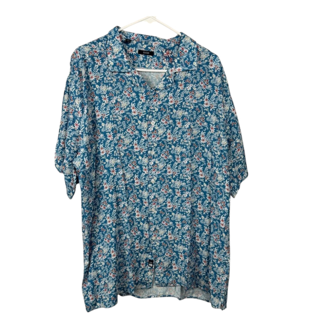 Benson Apparel Aqua Floral Button Down (X-Large)