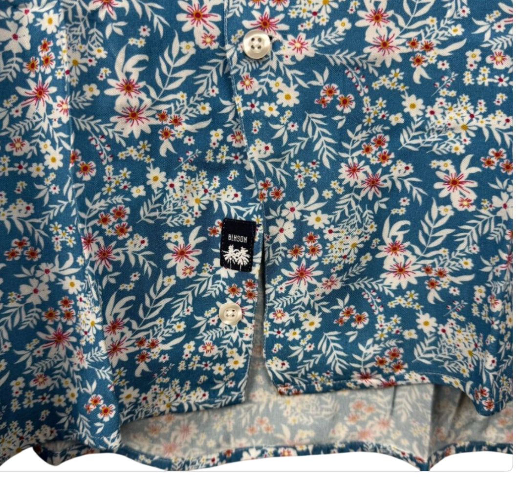 Benson Apparel Aqua Floral Button Down (X-Large)