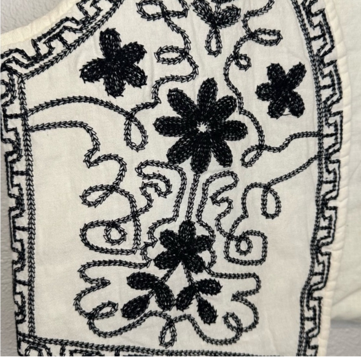Polagram Cream with Black Floral Embroidered Vest.(1x)