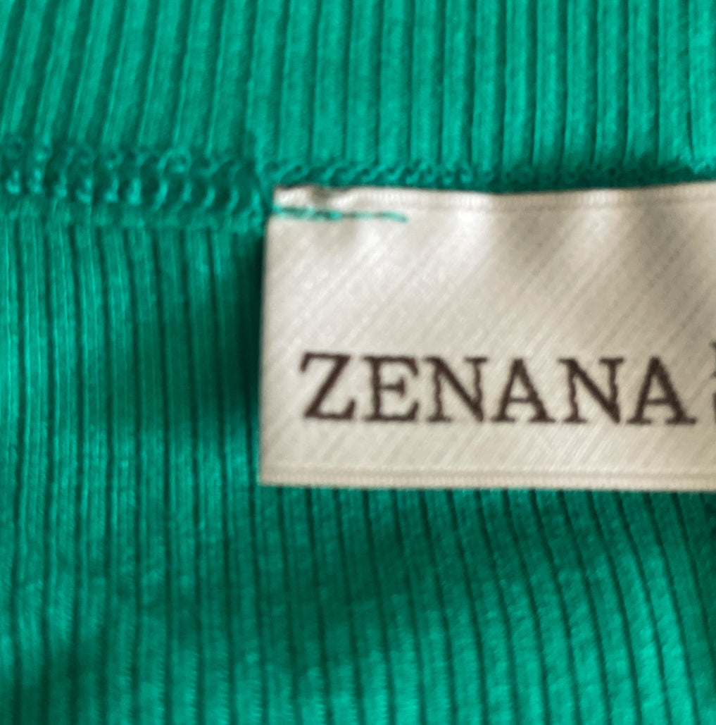 Zenana Green Ribbed Seamless Short Sleeve Crop Top.(Small)