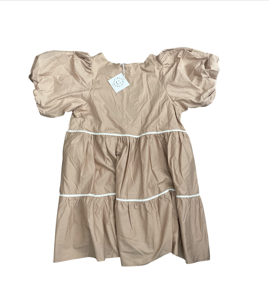 Baevely Sweet On You Taupe Mini Dress with Piping (Large)