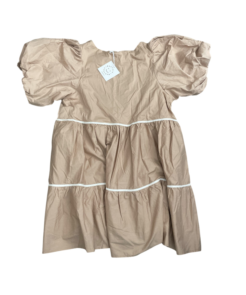 Baevely Sweet On You Taupe Mini Dress with Piping (Large)