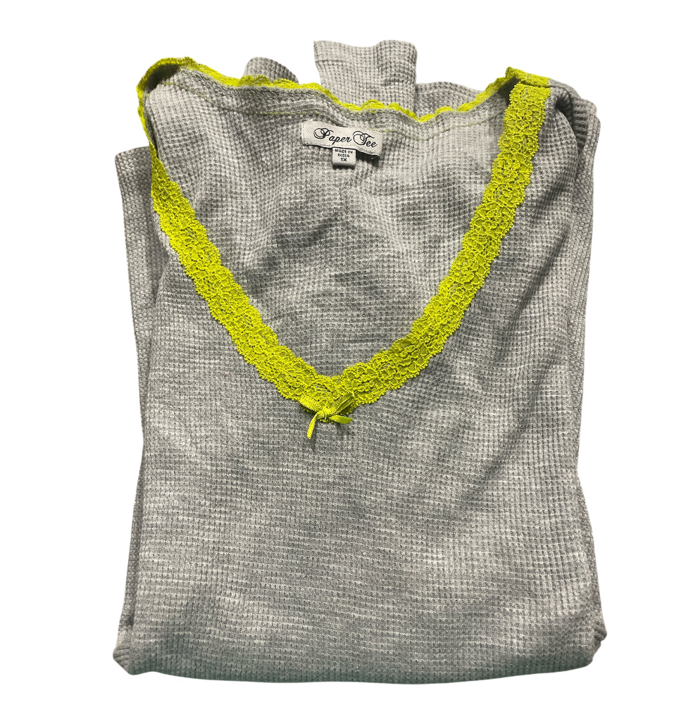 Paper Tee Gray Lace Trimmed Tee (1x)