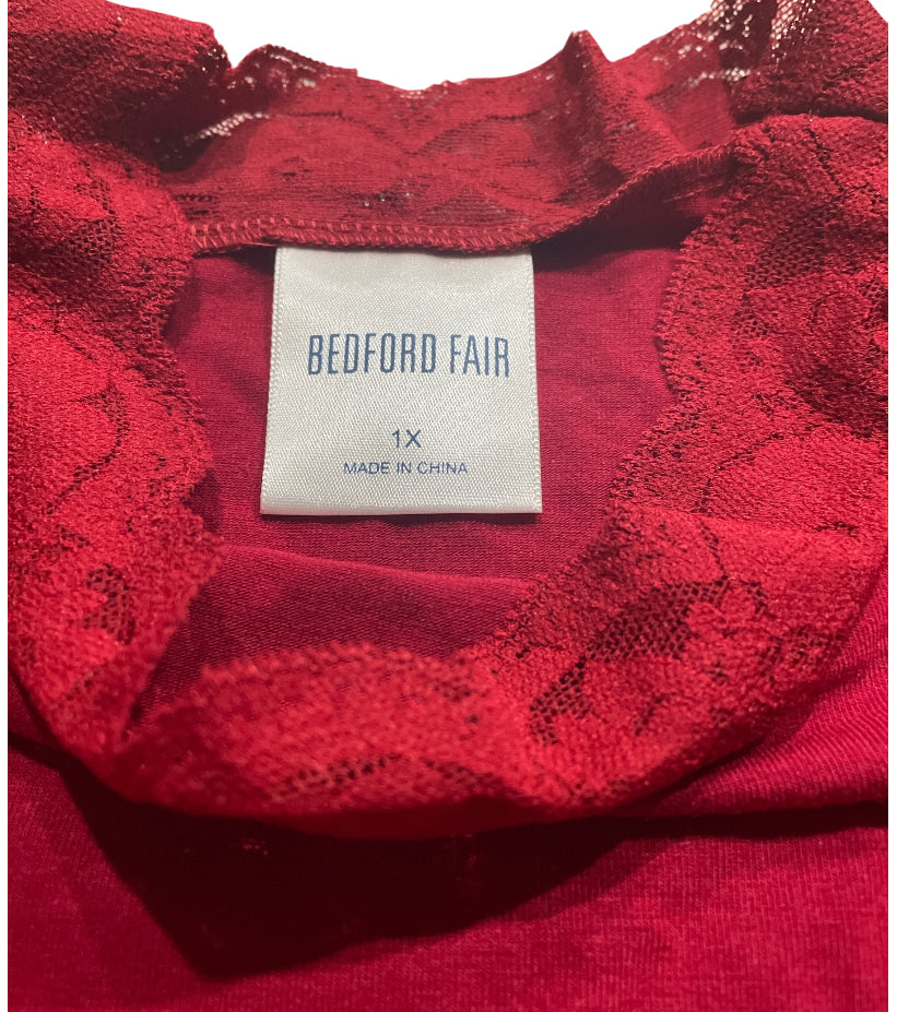 Bedford Fair Red Long Sleeve Top (1x)