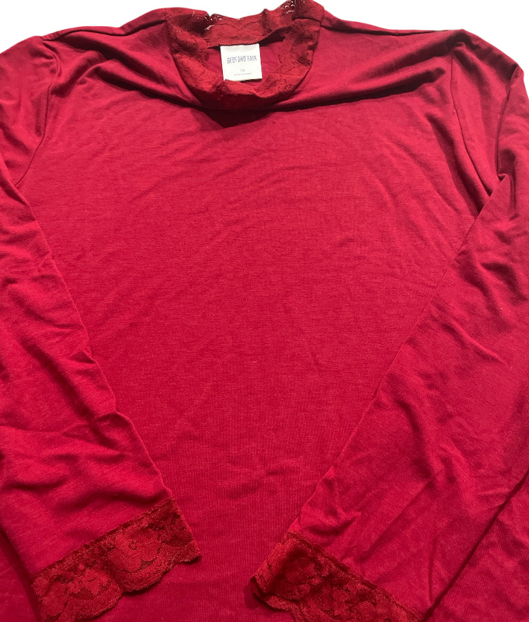 Bedford Fair Red Long Sleeve Top (1x)