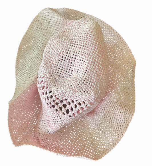 Janie and Jack pink crocheted straw sun hat (6/8)