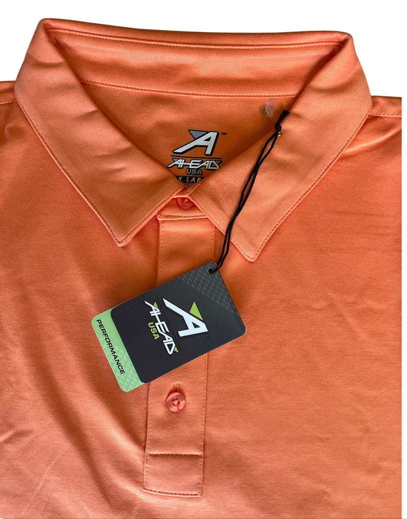 Ahead USA men's golf polo shirt in the "Soft Tropicana" orange (X-Large)