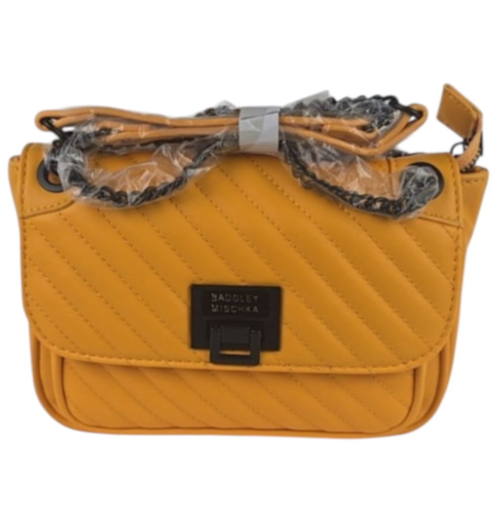 Badgley Mischka Quilted Yellow Crossbody With Lock