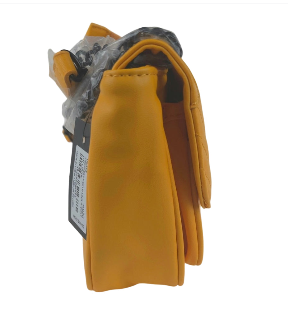 Badgley Mischka Quilted Yellow Crossbody With Lock