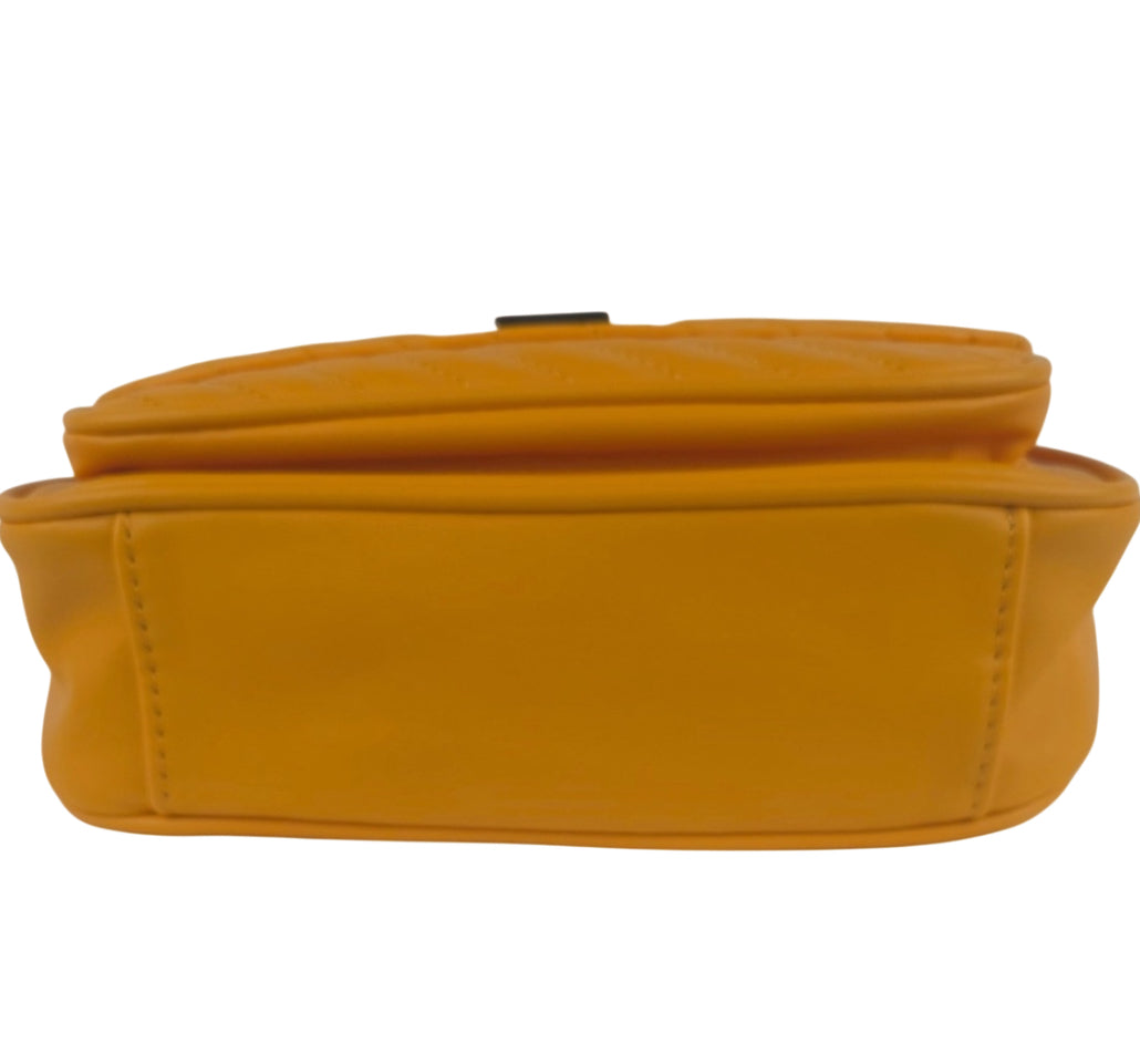 Badgley Mischka Quilted Yellow Crossbody With Lock