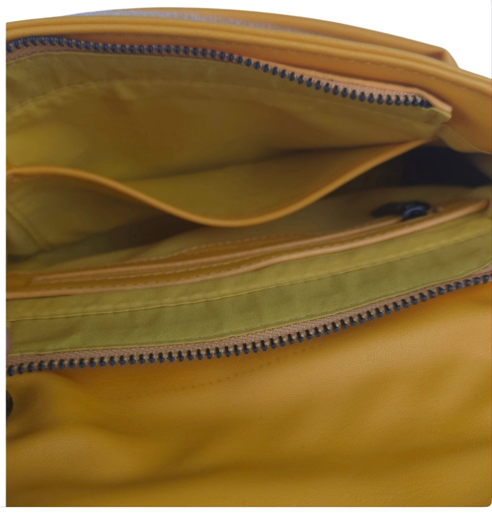 Badgley Mischka Quilted Yellow Crossbody With Lock