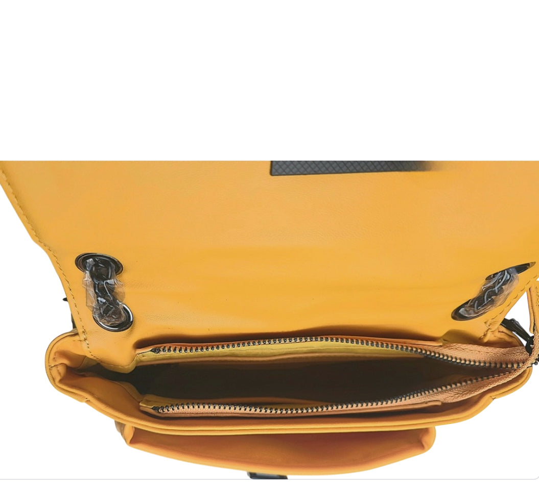 Badgley Mischka Quilted Yellow Crossbody With Lock