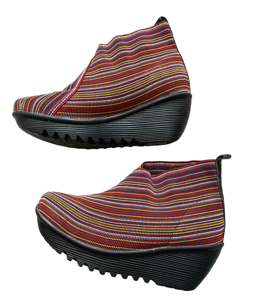 Bernie Mev Maile X Wedge Ankle Boots in Red Striped Woven Textile (7.5)