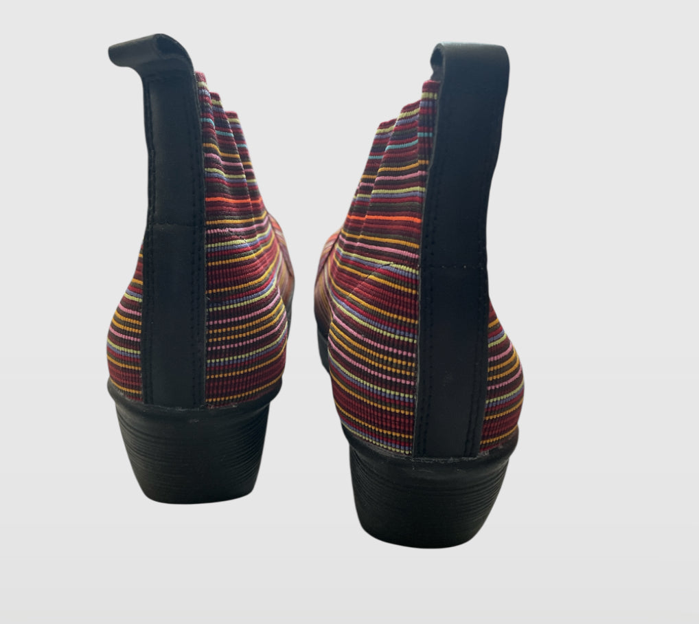 Bernie Mev Maile X Wedge Ankle Boots in Red Striped Woven Textile (7.5)