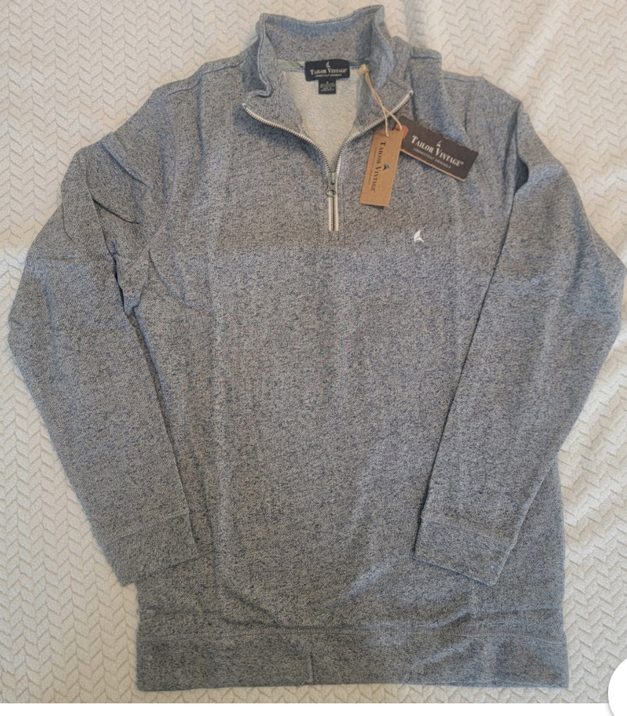 Tailor Vintage Navy Heather Pullover Sweater 1/4 Zip (Small)