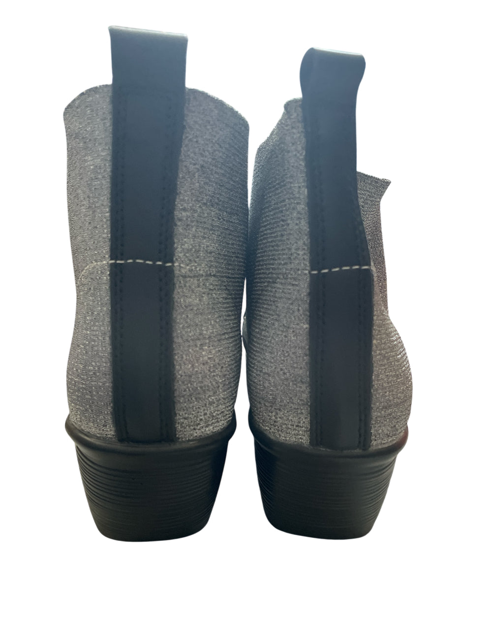Bernie Mev Maile X Wedge Ankle Boots in Silver Metallic Woven Textile (8.5)