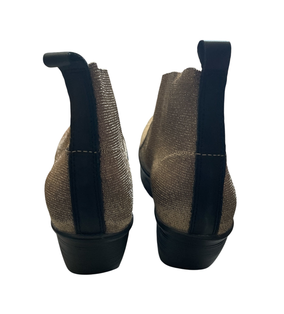 Bernie Mev Maile X Wedge Ankle Boots in Gold Woven Textile (8.5)