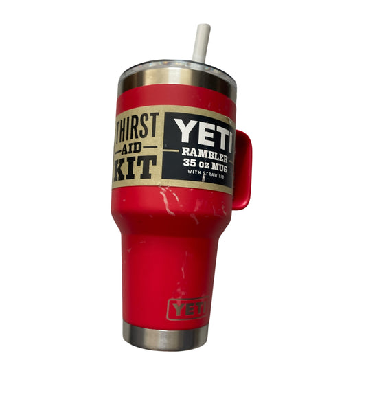 YETI Rambler 35 oz Mug with Straw Lid in Rescue Red.