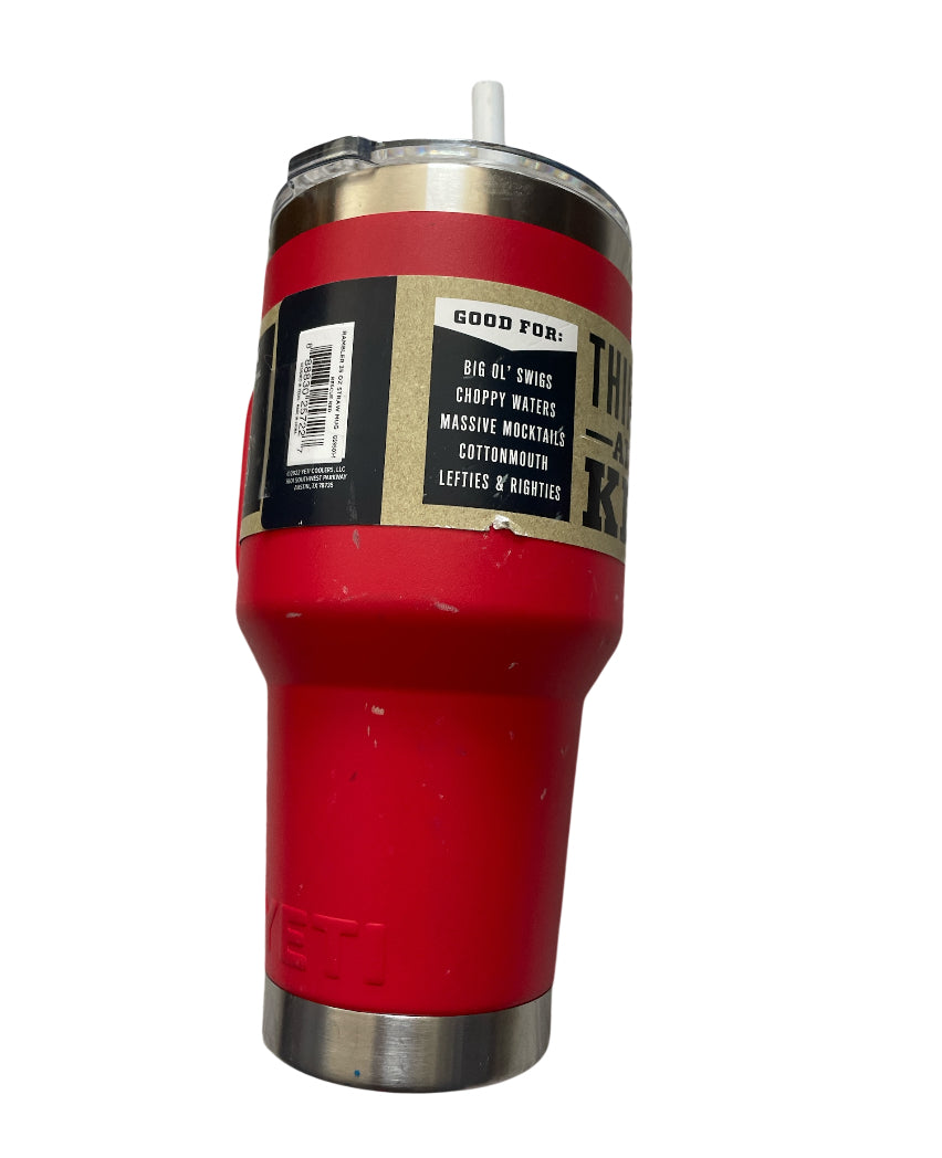 YETI Rambler 35 oz Mug with Straw Lid in Rescue Red.