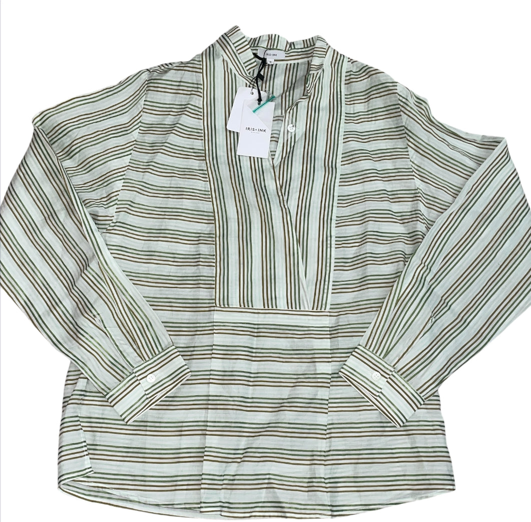 IRIS & INK Sierra Pleated Striped Cotton-Blend Blouse (8)